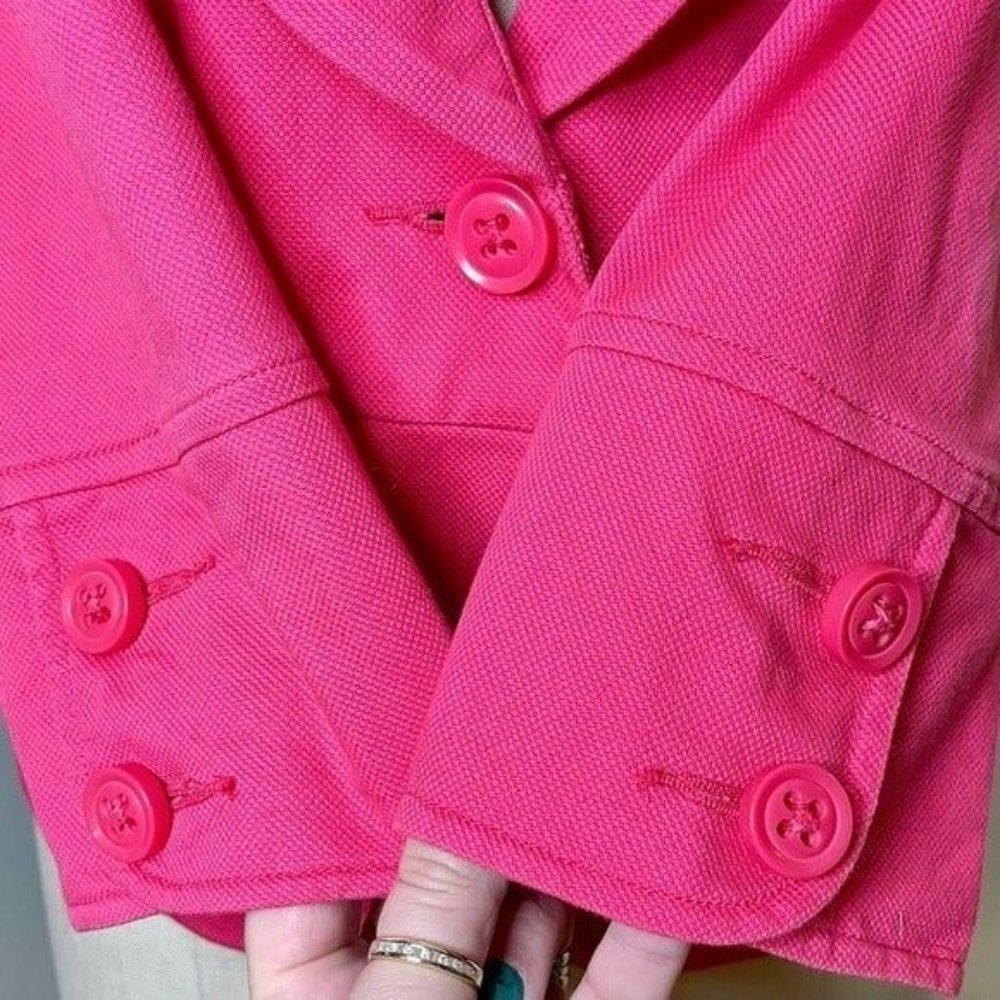 CAbi Pink Cotton Twill Peplum Blazer Jacket 8 Medium - Picture 12 of 12